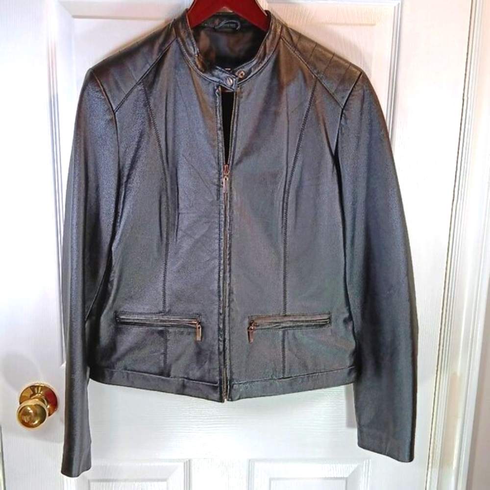 NWOT Reitmans Women's Black Leather Jacket Minimalist Size S